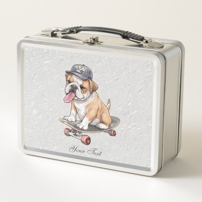 Lunch Box Aquarelle Bulldog Métal Boîte à lunch (Devant)