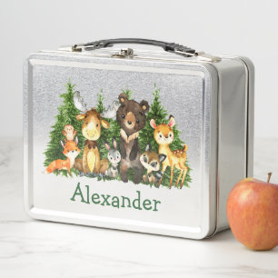Lunch Box Aquarelle Forêt des forêts Animaux Arbres