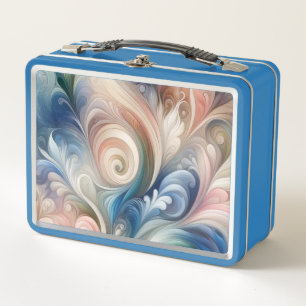 Lunch Box Aquarelle Imaginaire Floral Pastel Bleu & Crème