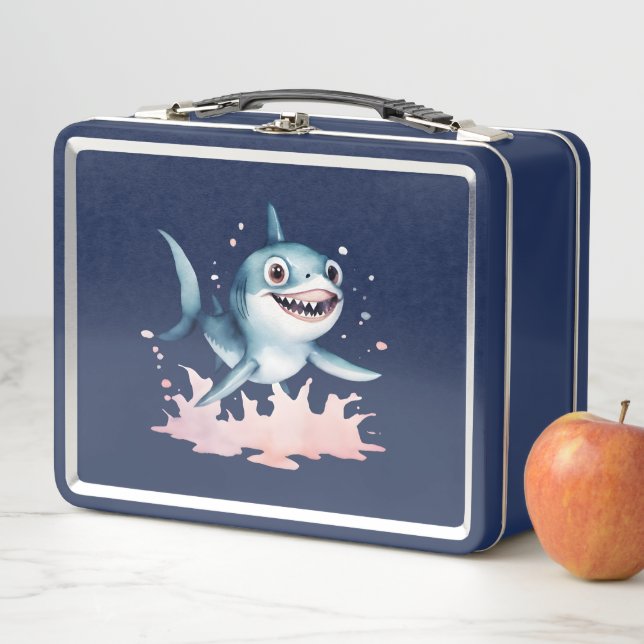 Lunch Box Aquarelle main tiré mignon jouant bébé requin (En situation)