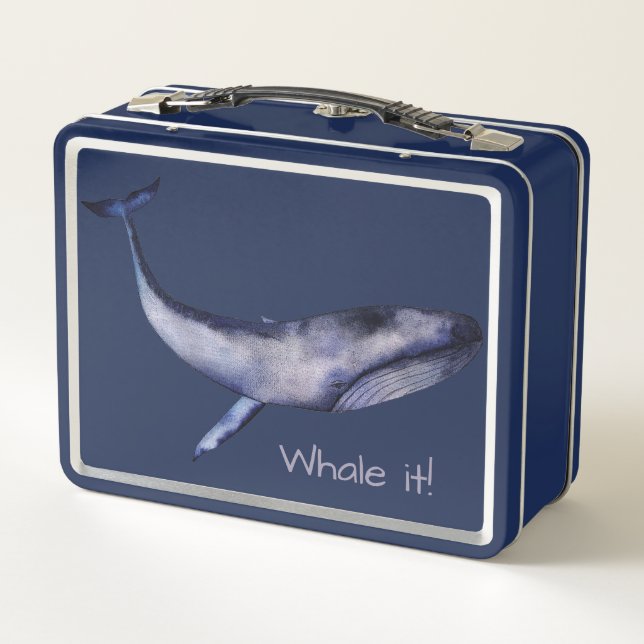 Lunch Box Aquarelle personnalisée Baleine bleue (Dos)