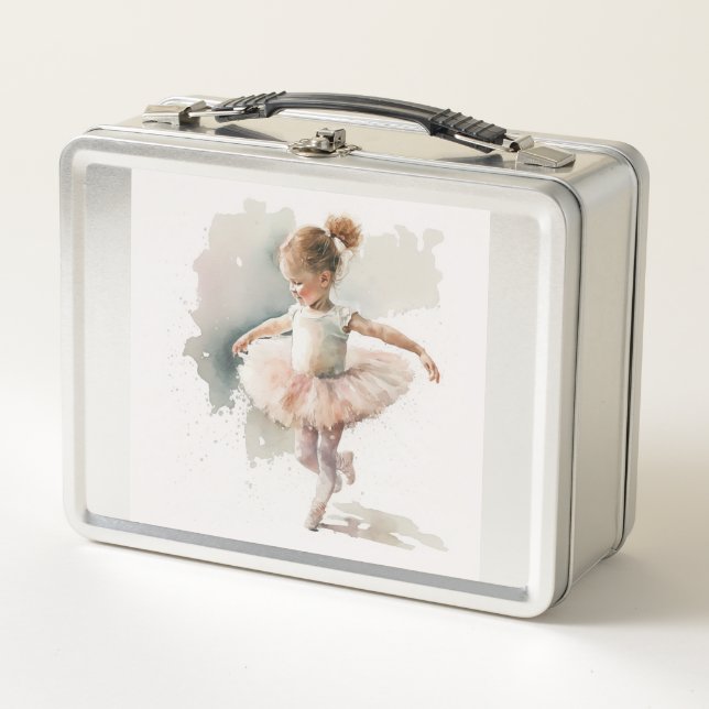 Lunch Box aquarelle petite, latina mignonne en robe rose (Devant)