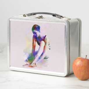 Lunch Box Aquarelle rose Ballerina Art contemporain