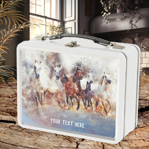 Lunch Box Aquarelle Sauvage Chevaux de course