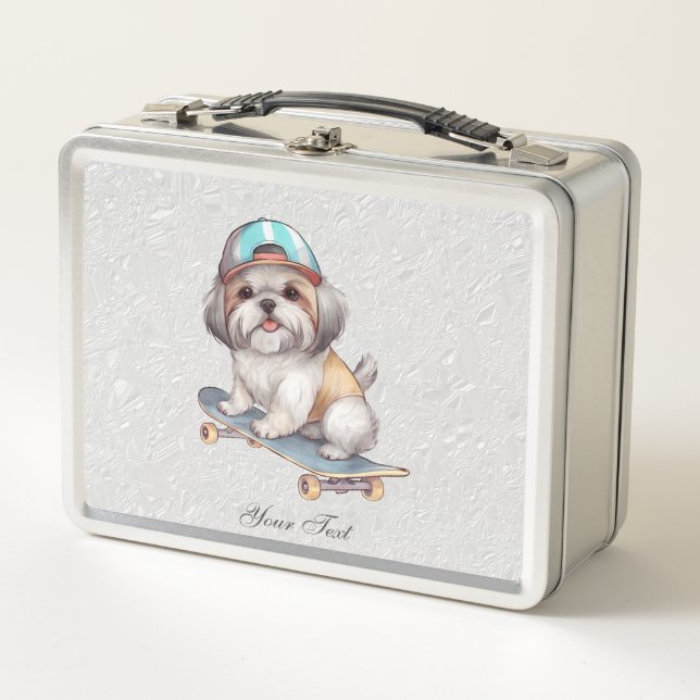 Lunch Box Aquarelle Shih Tzu Boîte à lunch en métal (Devant)