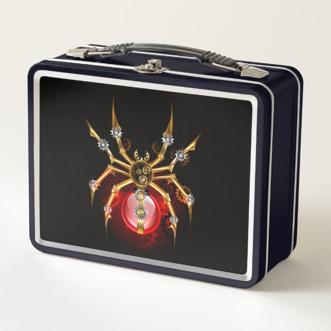 Lunch Box Araignée steampunk sur fond noir (Devant)