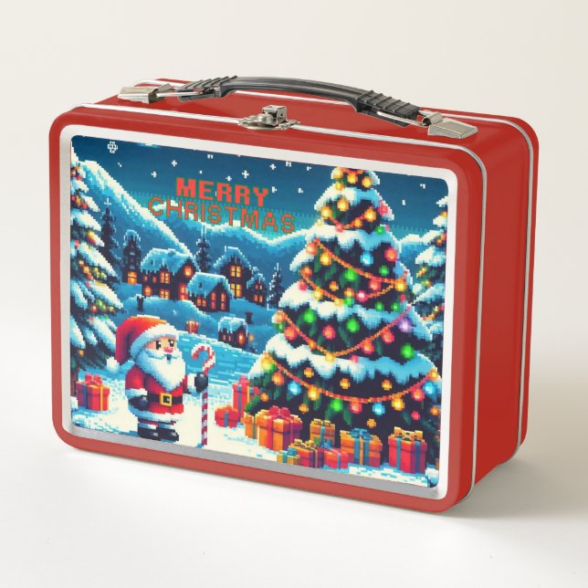 Lunch Box Arbre de Noël 8 bits & Père Noël (Devant)