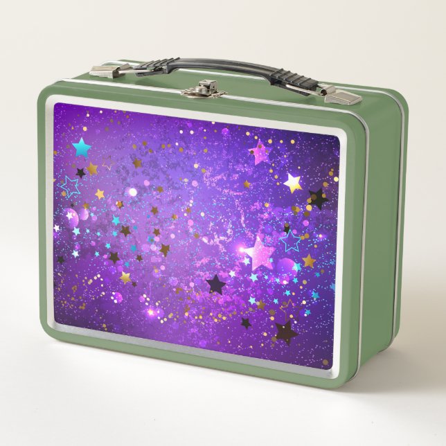 Lunch Box Arrière - plan de feuille violet avec étoiles (Devant)