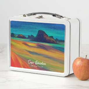 Lunch Box Art côtier coloré du Cap Sebastian Oregon
