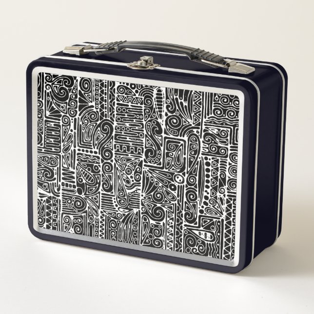 Lunch Box Art Géométrique Noir Et Blanc 2 (Devant)