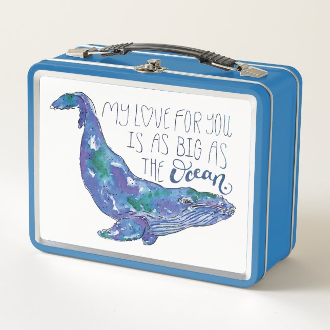 Lunch Box Baleine d'aquarelle - amour aussi grand que (Devant)
