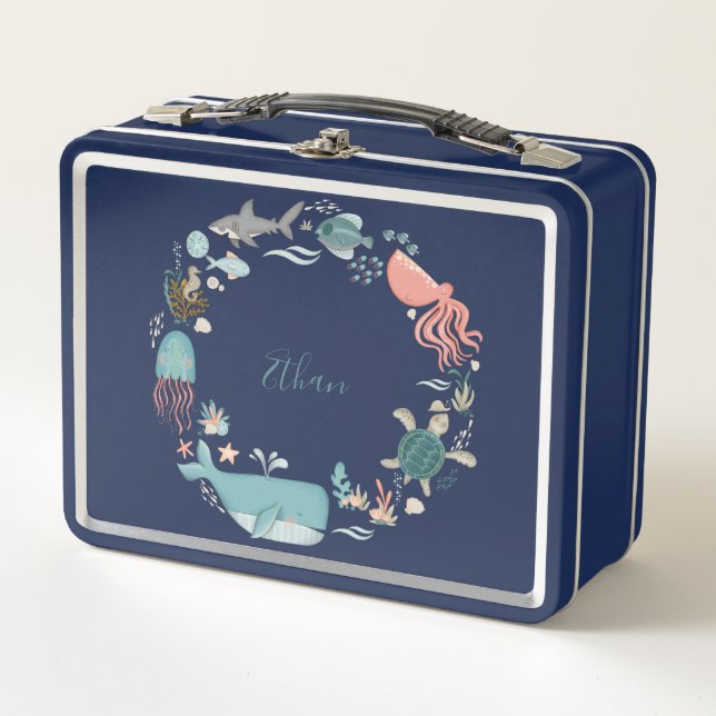 Lunch Box Baleine personnalisée sous le nom d'aquarelle mari (Devant)