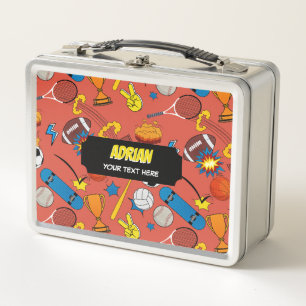 Lunch Box Balles de sport rétro de bande dessinée