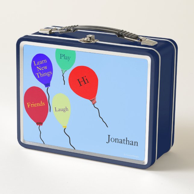 Lunch Box Ballons colorés Messages rouge orange vert (Devant)