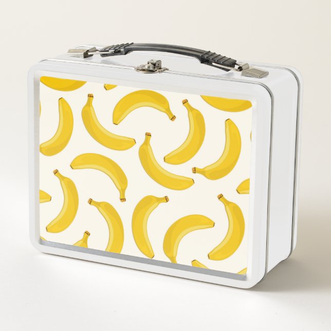 Lunch Box Bananes Tropical Fruit Print, jaune et blanc (Devant)