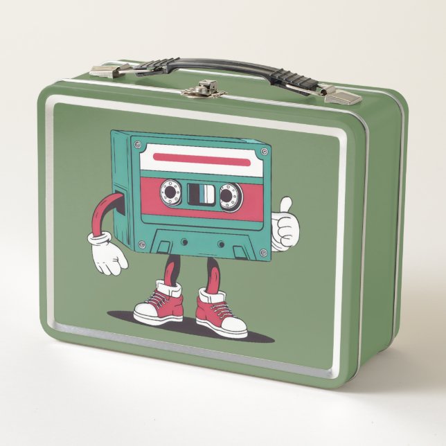 Lunch Box Bande à cassette rétro. (Devant)