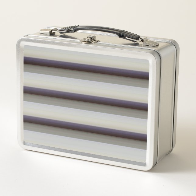 Lunch Box Bandes bleu gris vintage (Devant)