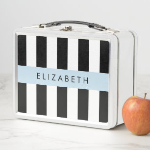 Lunch Box Bandes noires et blanches, Gravées, Lignes, Votre