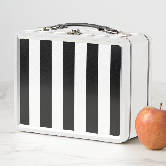 Lunch Box Bandes noires et blanches, Motif rayé, Lignes (En situation)