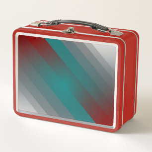 Lunch Box Bandes turquoises de gris bordeaux