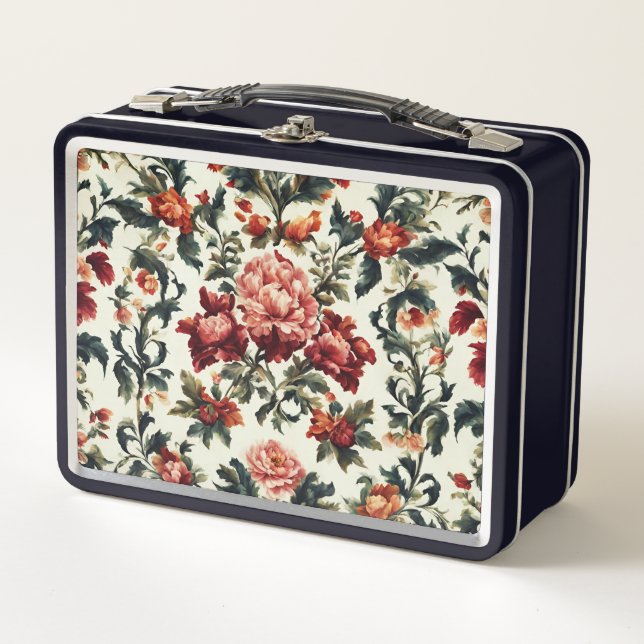 Lunch Box baroque italien. Fleurs et Feuilles chics (Devant)