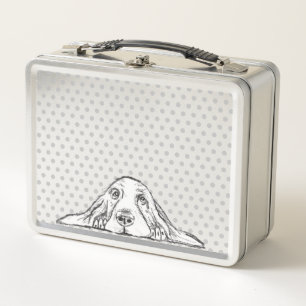 Lunch Box basset hound noir blanc yeux de chiot simple