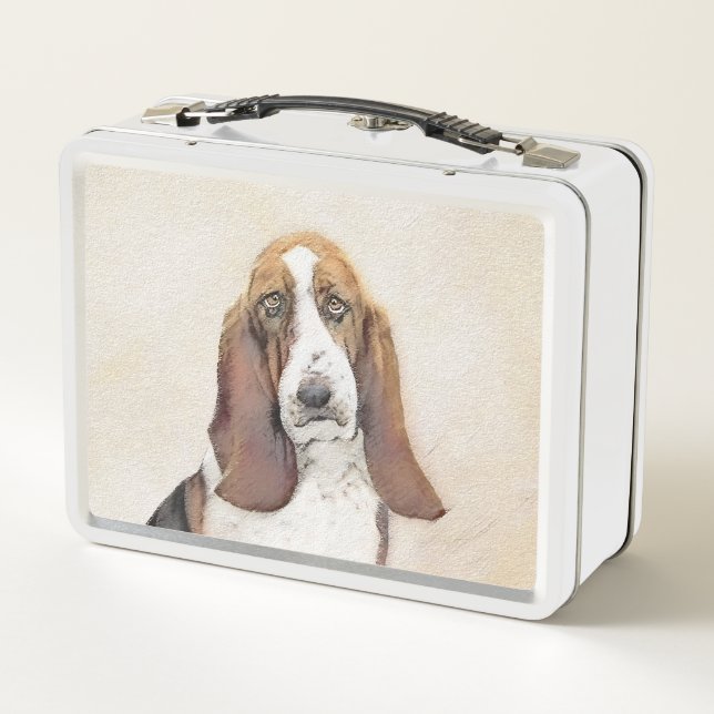 Lunch Box Basset Hound Peinture - Cute Original Chien Art (Dos)