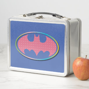 Lunch Box Batman   Logo Pink Polka Dot