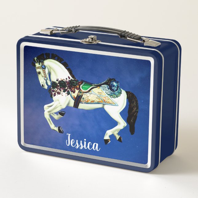 Lunch Box Beau cheval blanc de carrousel (Devant)