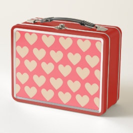 Lunch Box Beige Rouge mignon Simple Motif de coeur