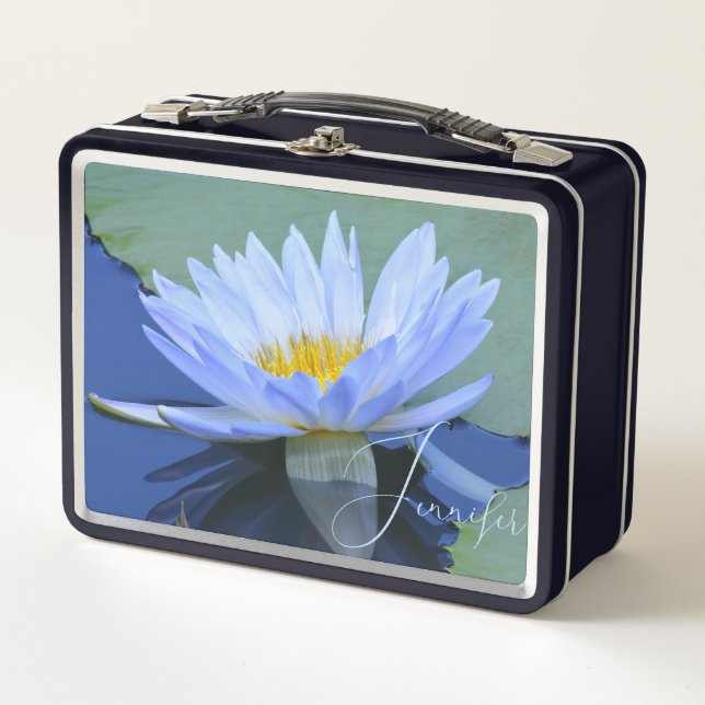 Lunch Box Belle Lys d'eau bleue pâle personnalisée (Devant)