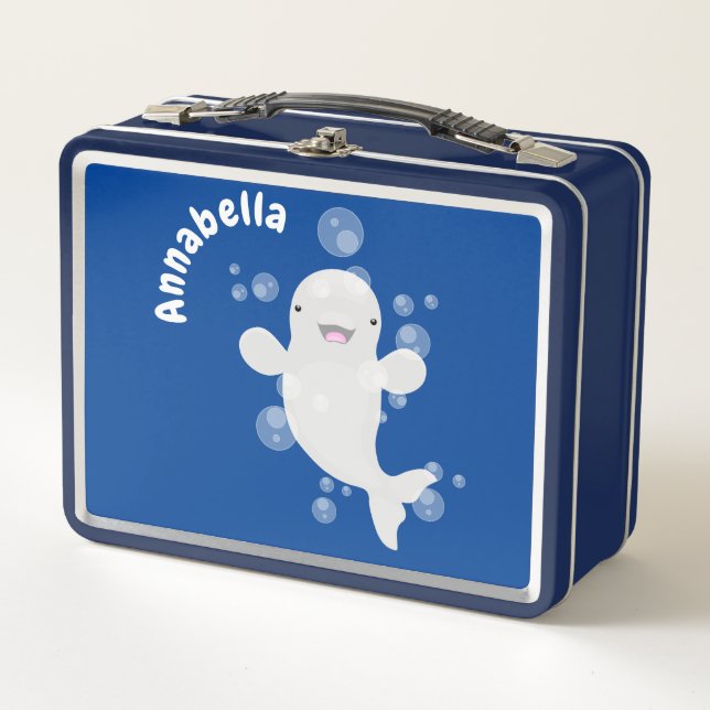 Lunch Box Béluga mignon bulles dessin de dessin animé (Devant)