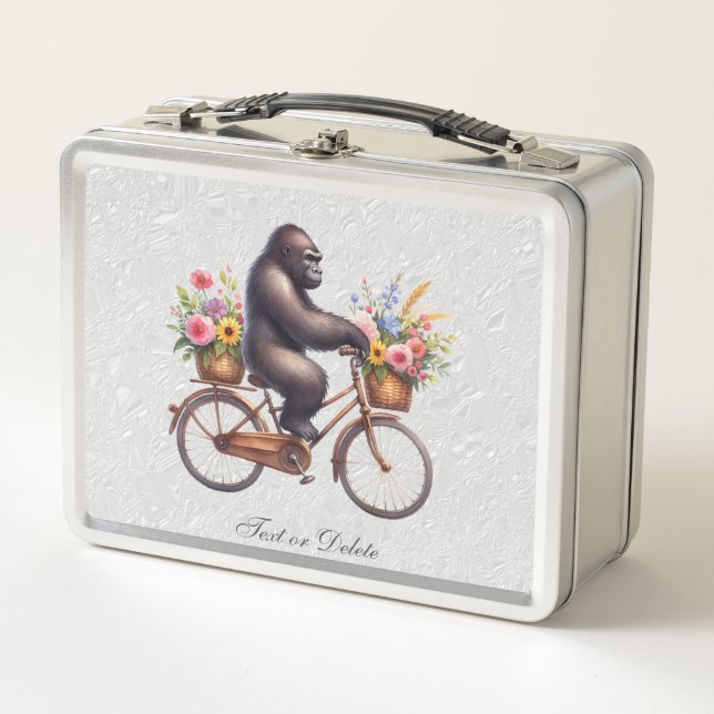 Lunch Box Bicycle Floral Gorilla Boîte à lunch métallique (Devant)