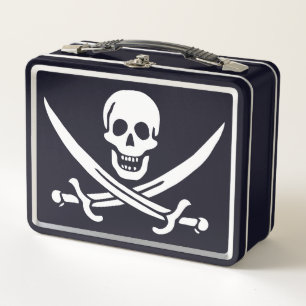 Lunch Box Blanc, Drapeau de Pirate Calico Jack, Crâne et Sab
