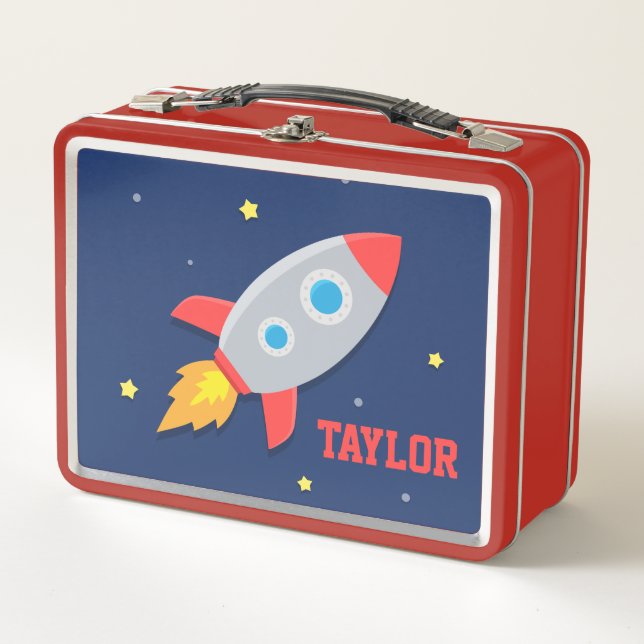Lunch Box Blast Off Rocket Ship Outer Space Boys Nom (Devant)