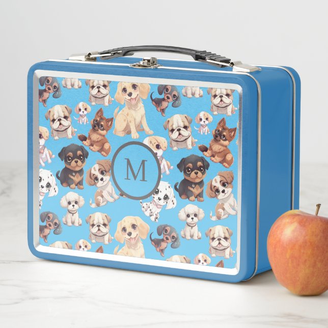 Lunch Box Bleu chien chiot mignon (En situation)