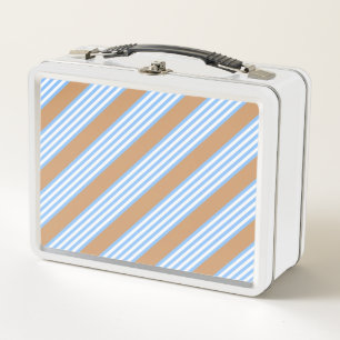 Lunch Box Bleu et blanc cinq bandes motif avec bronze