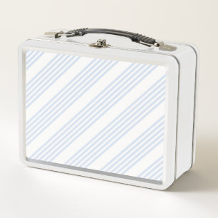 Lunch Box Bleu pâle et blanc cinq bandes motif