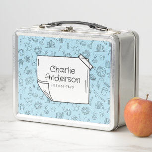 Lunch Box Bleu Retour À L'École Icônes Boîte À Déjeuner