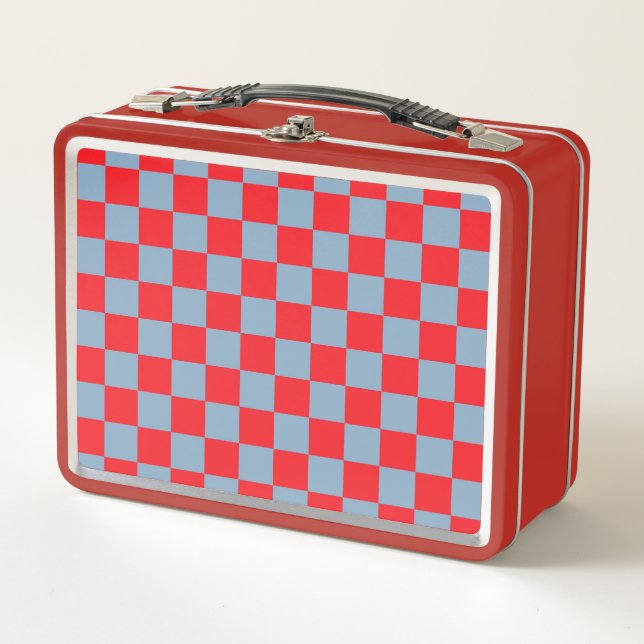 Lunch Box Bleu rouge À damiers En vichy Motif (Devant)