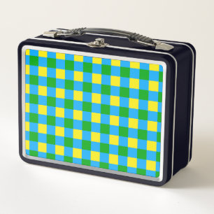 Lunch Box Bleu Vert Jaune Chèque Plaid Design Motif