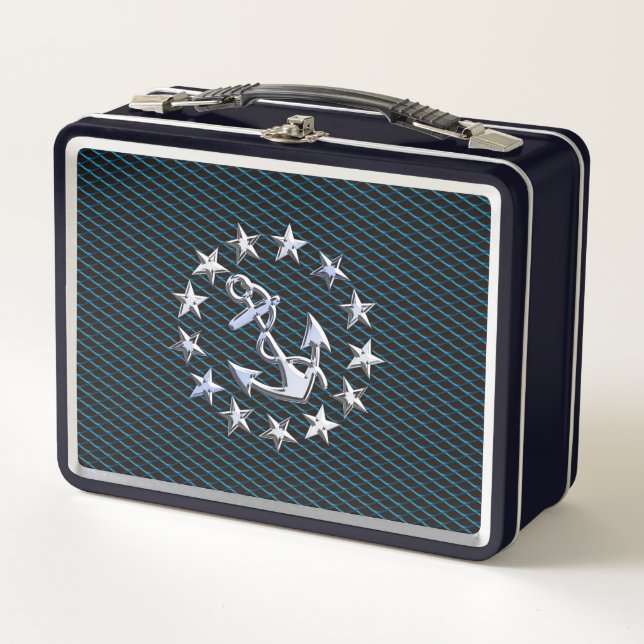 Lunch Box Blue Chrome Comme Yacht Drapeau Automotive Grille (Devant)