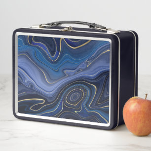 Lunch Box Blue Malachite Golden Accents Luxury Chic Gemstone