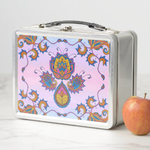 Lunch Box Blue Mehndi Floral Art, Blue Bliss