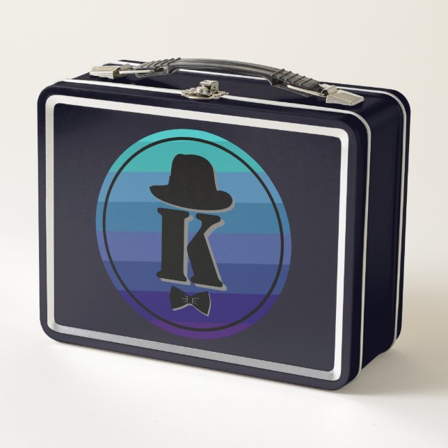 Lunch Box Blue Ombre Nom Monogramme Initial Pour Hommes (Devant)