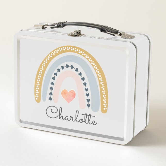Lunch Box Boho aquarelle arc-en-ciel personnalisé (Devant)