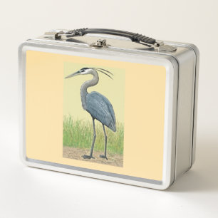 Lunch Box Boîte à déjeuner en métal Grand Héron Bleu