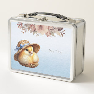 Lunch Box Boîte à déjeuner en métal jaune brique bleu