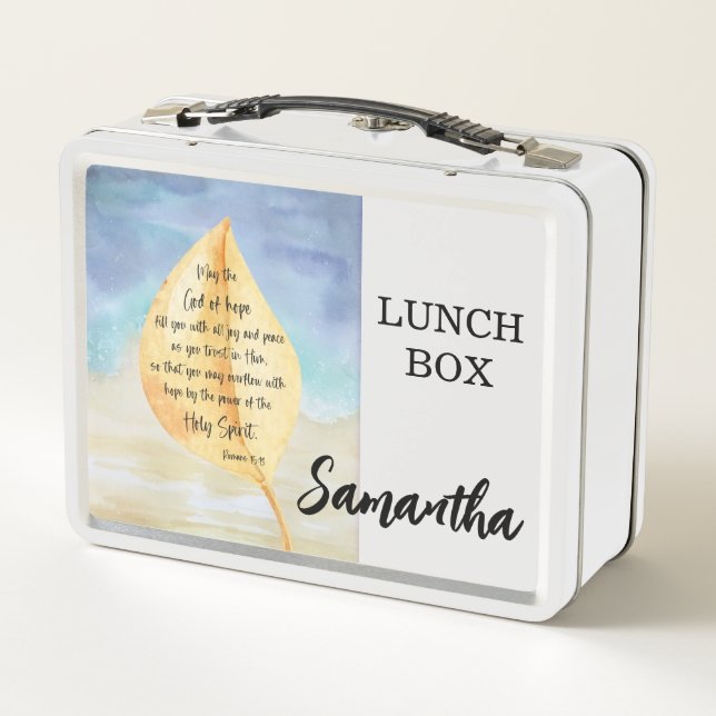 Lunch Box Boîte à déjeuner en métal Verse Bible personnalisé (Dos)