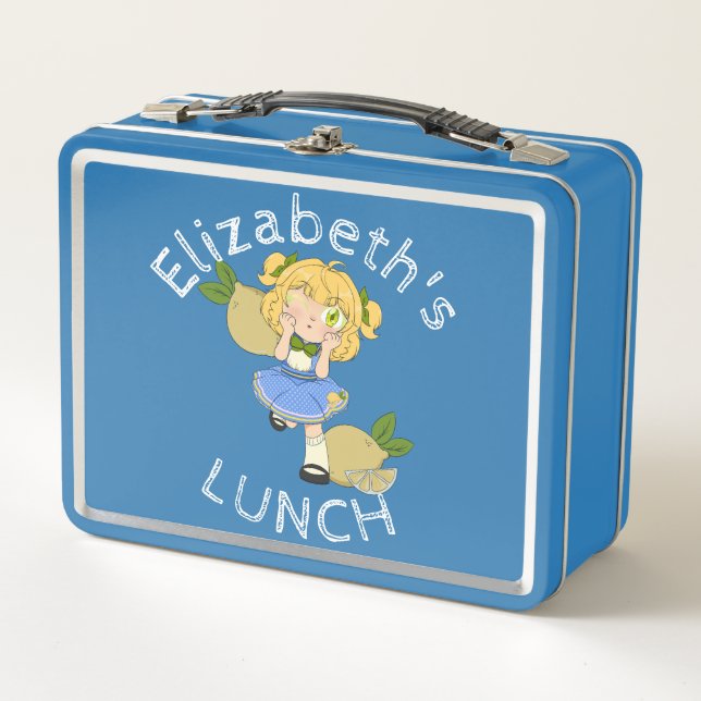 Lunch Box Boîte à déjeuner texte personnalisée avec citron C (Devant)
